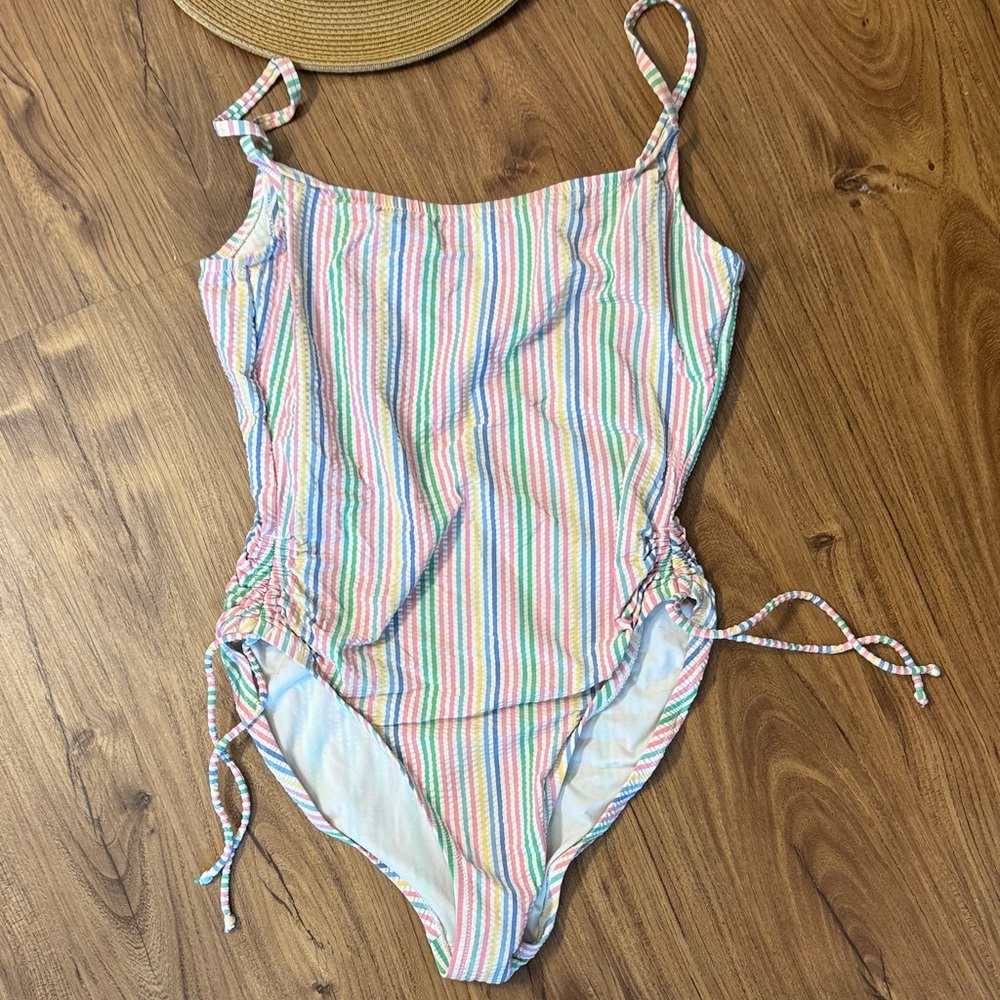 J. Crew Multicolor Striped One Piece Swimsuit